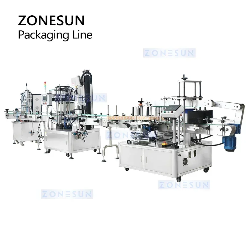 ZONESUN Automatische Trigger-Flaschen-Verpackungsleitung, schlüsselfertige Lösung, Projekt, Reinigungsmittel, Abfüllung, Verschluss, Etikettiermaschine ZS-MPCL1