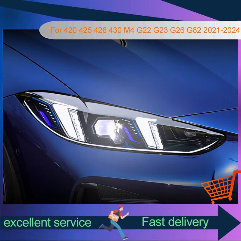 

Headlight Accessories For BMW 4 Series 420 425 428 430 M4 G22 G23 G26 G82 2021-2024 Highlight Auto LED Lamp Tools Car Assemblies