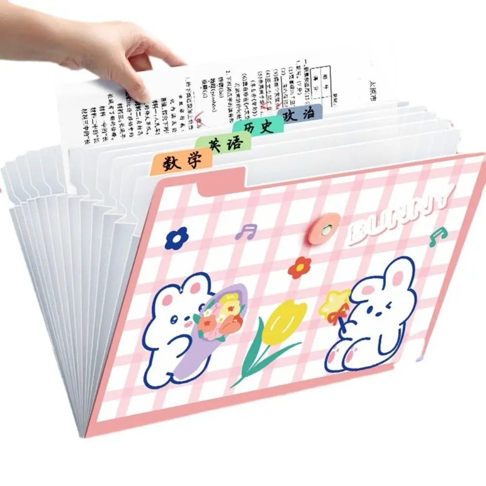 Cartoon A4 8/13 Pockets File Folder Test Paper Storage Folder Waterproof File Organizer Classified Large Capacity Portfolio