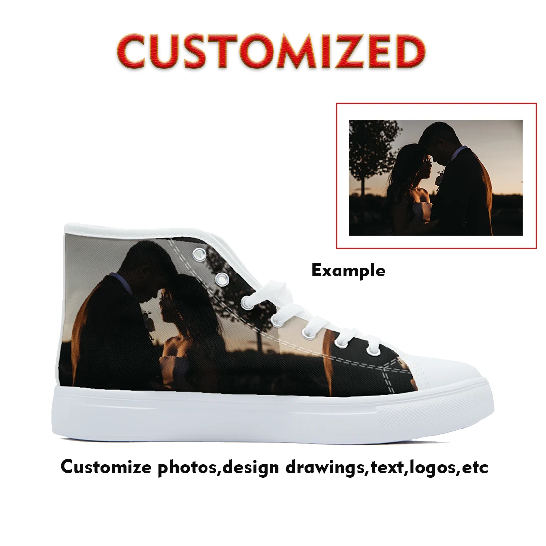 

Customizable logos, images, and text. high-quality casual high-top canvas shoes fashion shoes man and woman sneakers