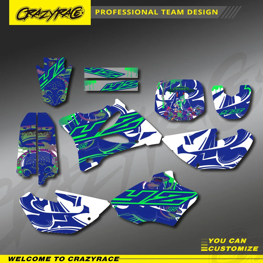 

CRAZYRACE Motocross Stickers Graphics Decals Deco KIT For Yamaha YZ85 YZ 85 2002-2014 2013 2012 2011 2010 2009 2008 2007 2006