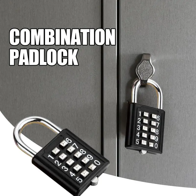 Gym Padlock With Code Button Combination Security Padlock 8/10 Digits Digital Code Padlock Small Locker Lock For Fence Students