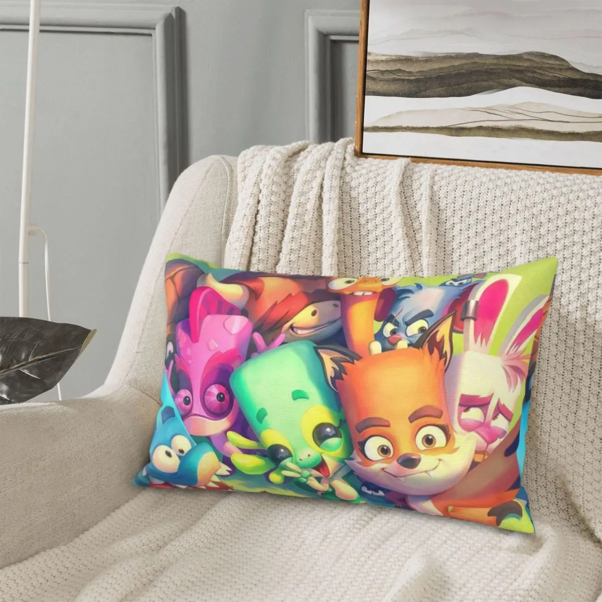 Zooba Friends Rectangle Pillowcase Cushion Cover Decorative Bedroom Bed Home Comfort Throw Pillow