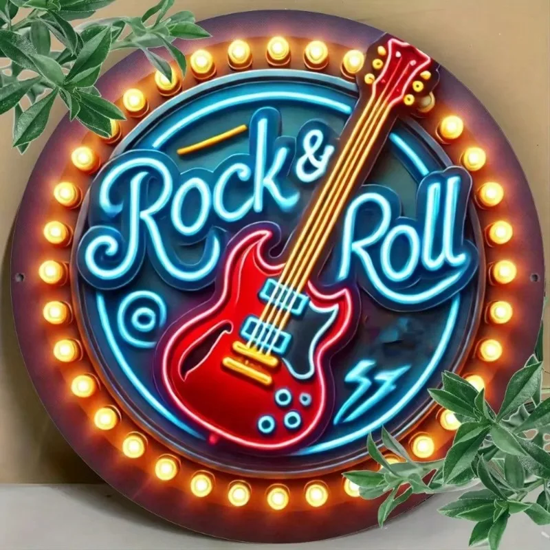 لوحة فنية جدارية معدنية ثنائية الأبعاد لعلامة النيون، ديكور روك أند رول للحانات والنوادي الموسيقية، أضواء نيون LED لمحلات القهوة