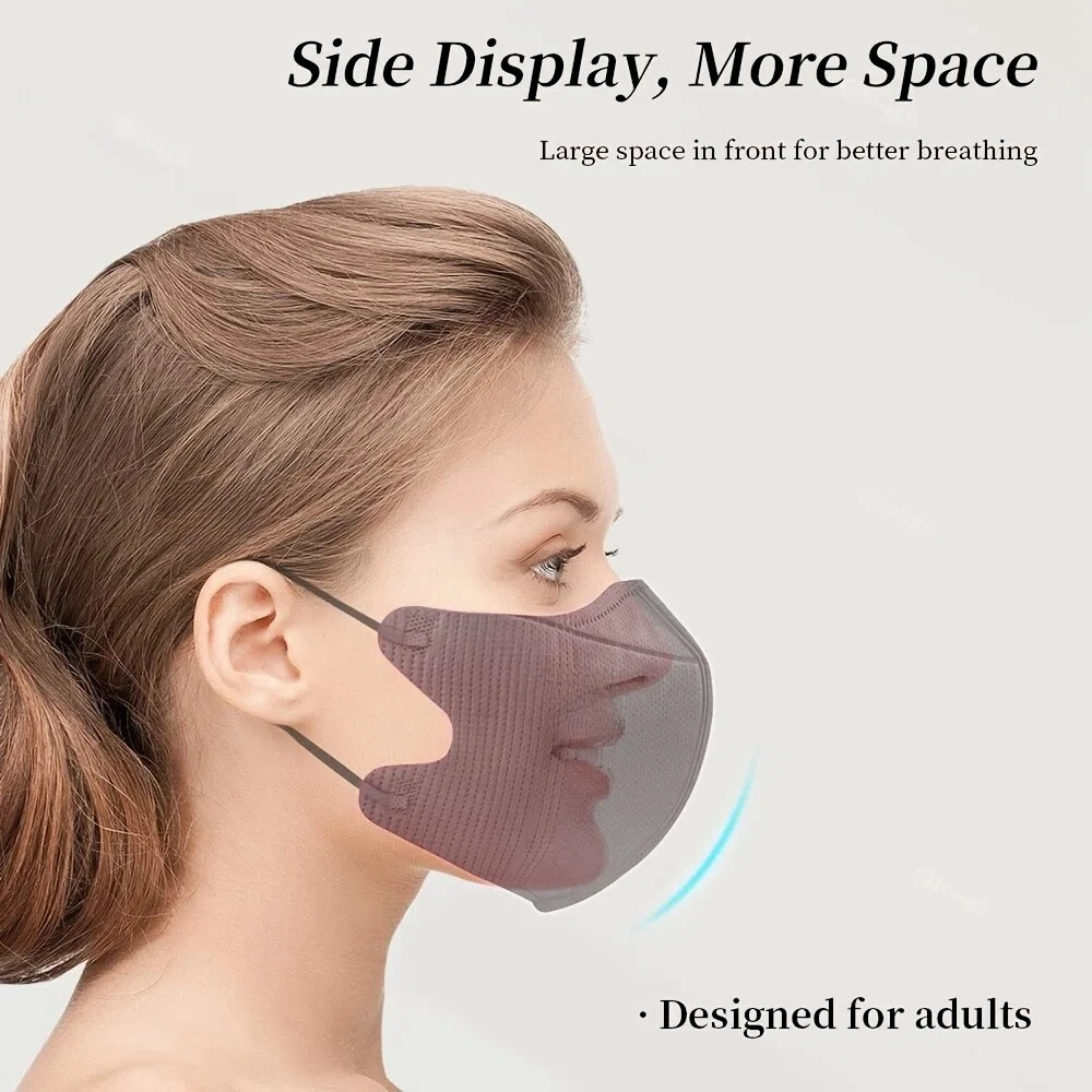 200 máscaras descartáveis tridimensionais brancas de 4 camadas/3D, design curvo para caber aos contornos faciais, 200/100/50/10 peças com presilhas elásticas espessadas para ponte nasal, compra em massa barata para uso