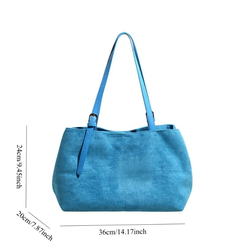 Large Capacity Faux Suede Tote Bag for Women High-quality Matte Underarm Bag Korean Style Casual Lightweight Commuting Bag