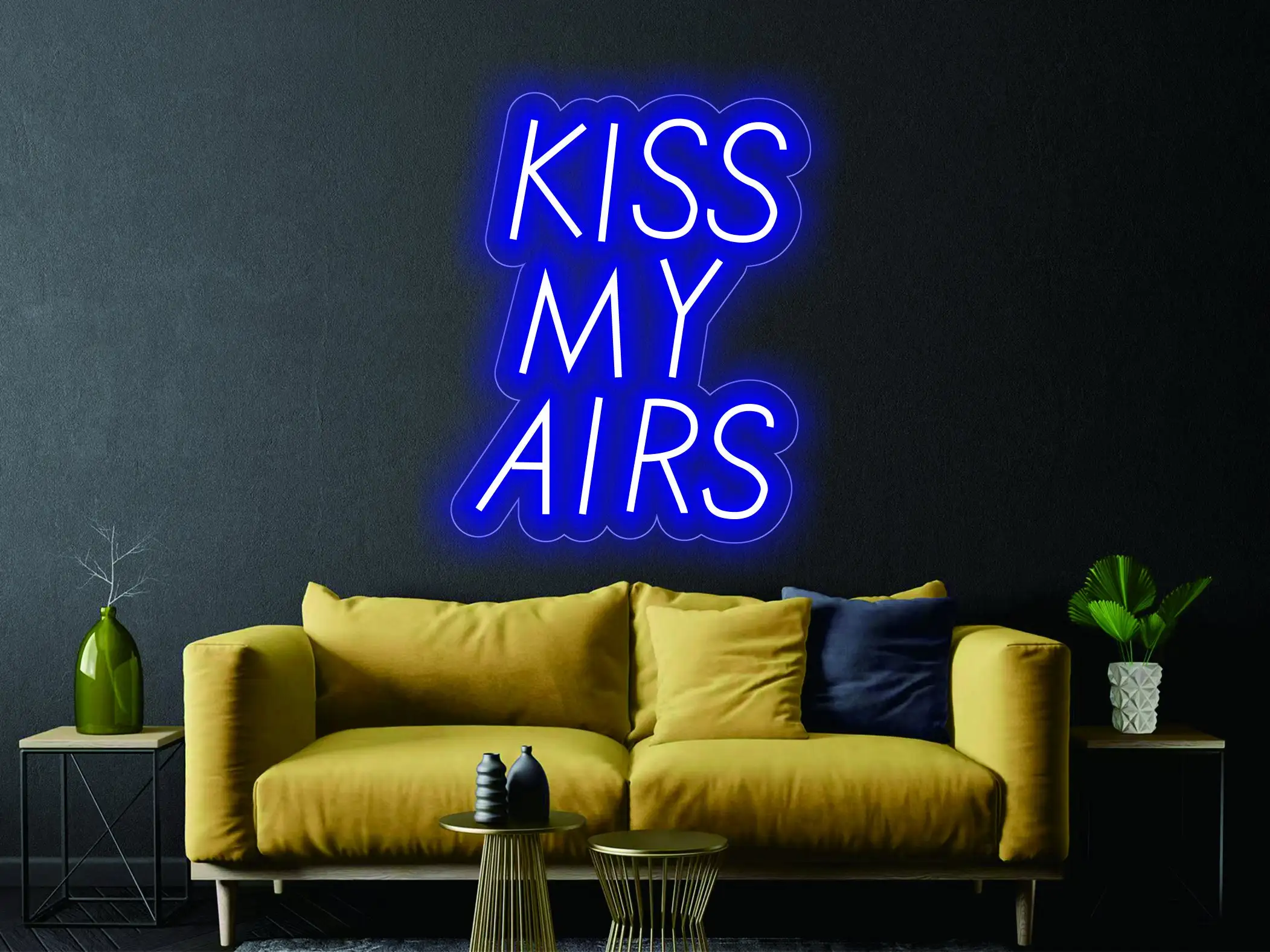 Kiss My Airs Neon Sign Bar Rave Vibe Light LED Neon Sign Lights Party Neon Lamp Wall Hanging for Bar Club Pub KTV Shop Home Art