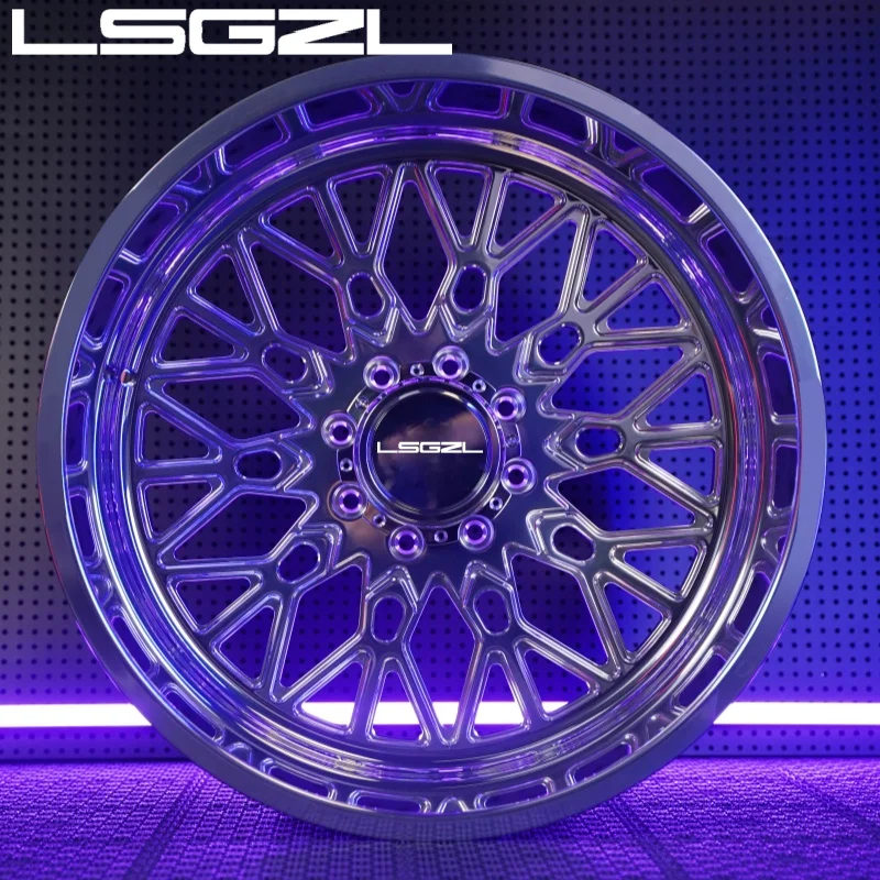 LSGZL Polishing Custom Forged Wheel Super Single Wheel for RAM ford 8/10 Holes 8x6.5 8x180 8x200 8x165.1 22 24 26 Inch Wheel
