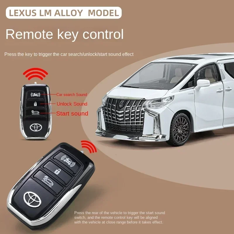 Alloy 1:24 Toyota Alphard MPV Car Model with Key Sound Light Diecast Toy Vehicle Kid Boy Collection Gift Miniature Voiture