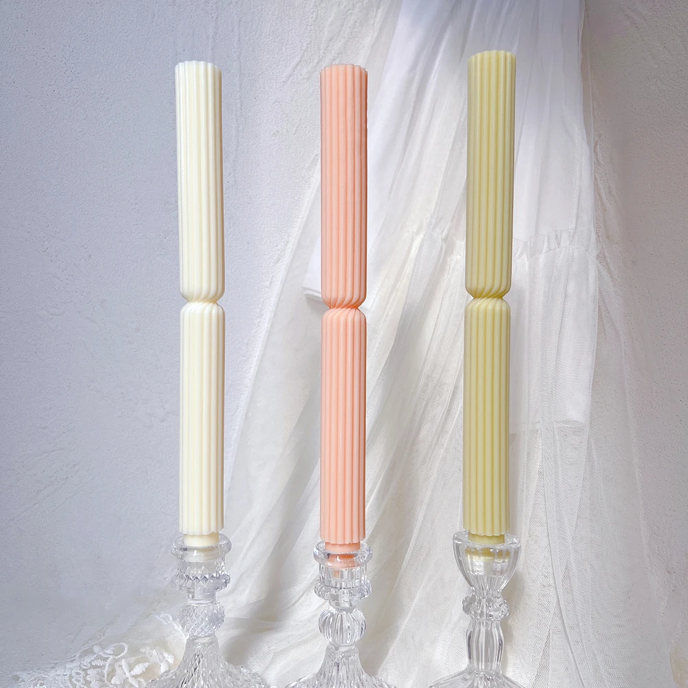 

New Striped Long Pole Cylindrical Aromatherapy Candle Mold Diy Home Decoration Dinner Wedding Church Candle Silicone Mold