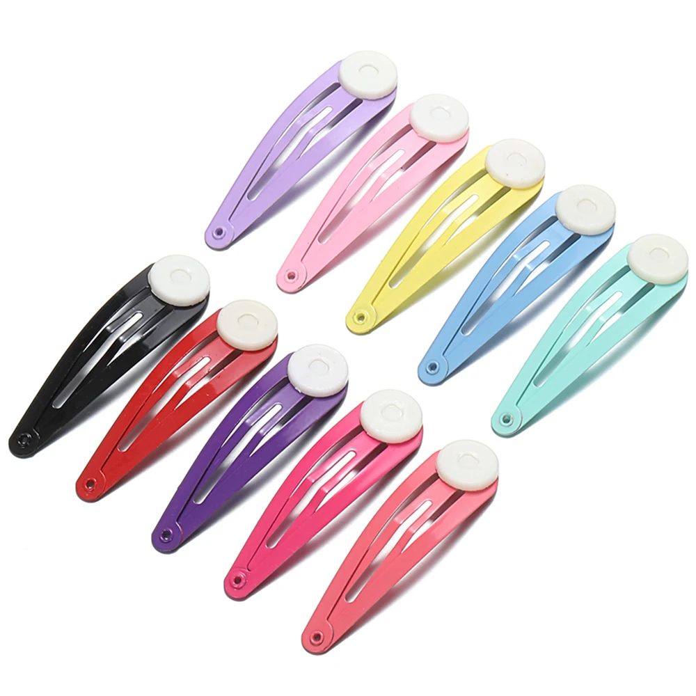 20Pcs 5cm Snap Hair Clips Base Hairpins Color Metal Barrette Settings For Diy Making Women Girls Hair Accessories Wholesale
