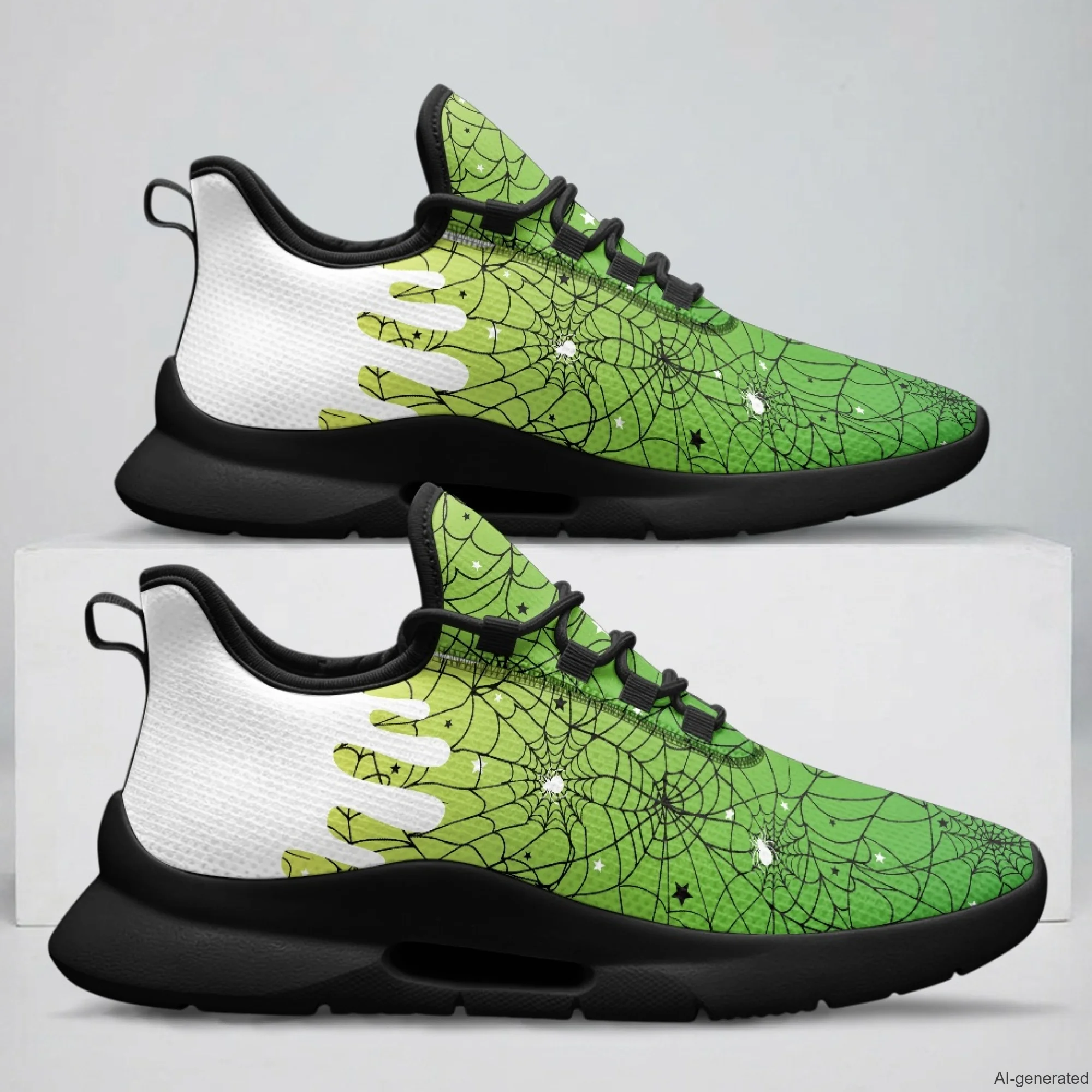 XIXIRIMIDO Mens Sneakers Lace-up Casual Shoes Nurse Shoes Woman Hospital Nurse Comfortable Indoor Shoes Halloween Spider Web