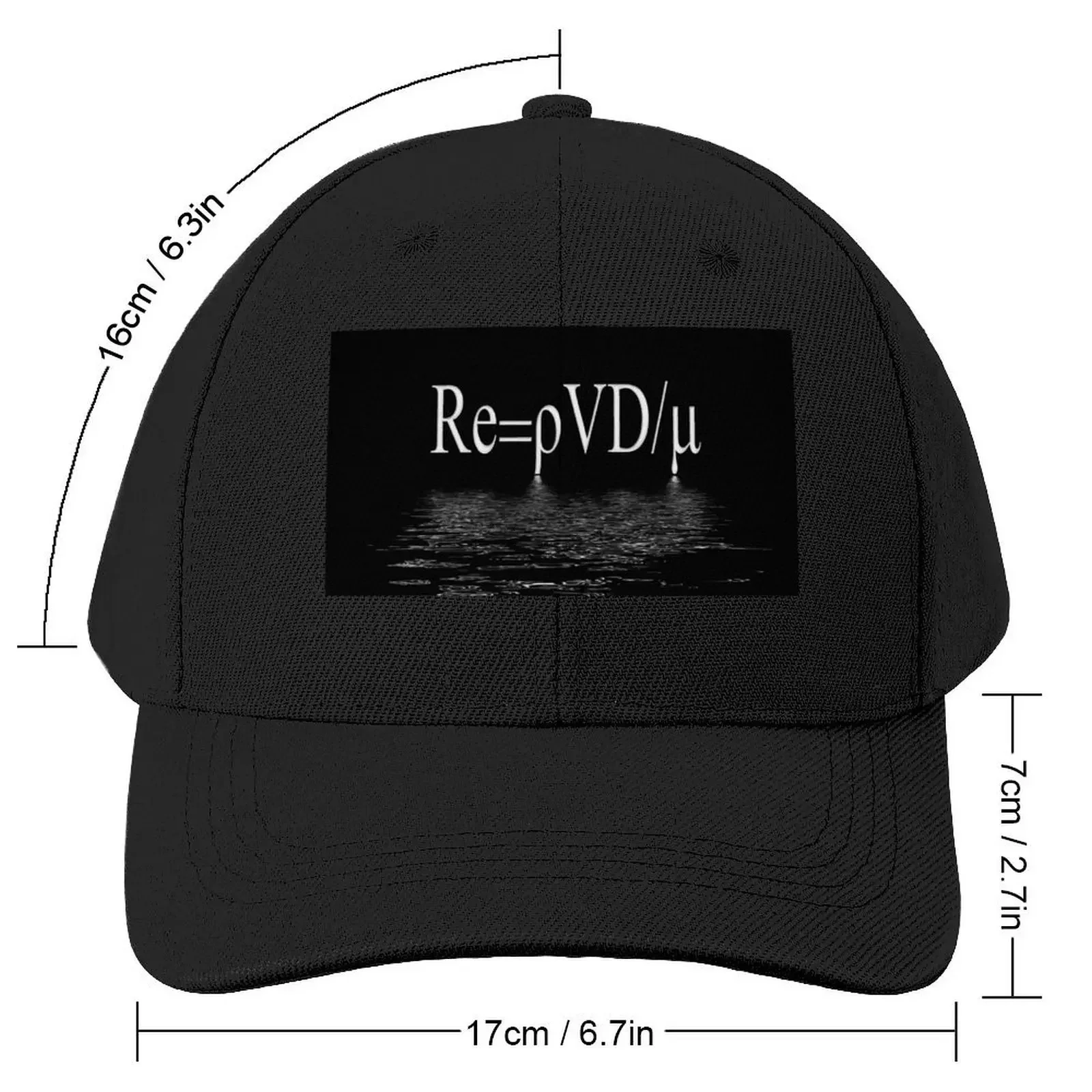 Reynolds equation for turbulence reflected in ripples of water. Re=ρVD/μ Baseball Cap custom Hat Cosplay Hats Man Women's