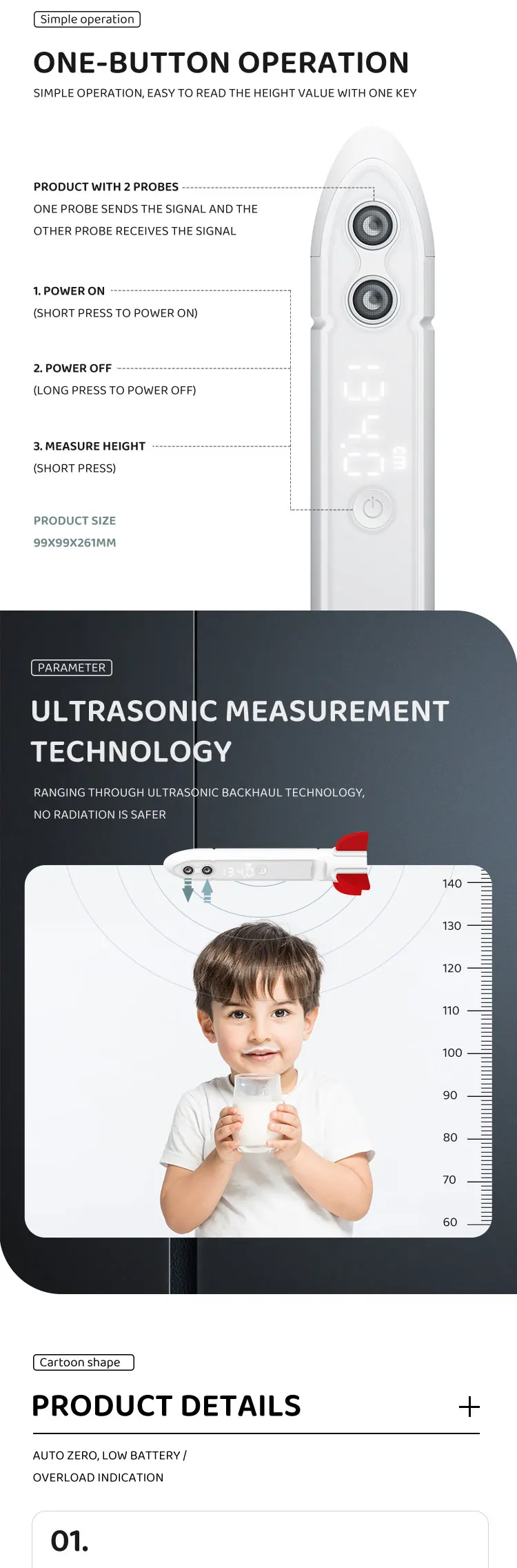 Strumento di misurazione dell'altezza misuratore di altezza digitale per bambini bilance di misurazione Wireless