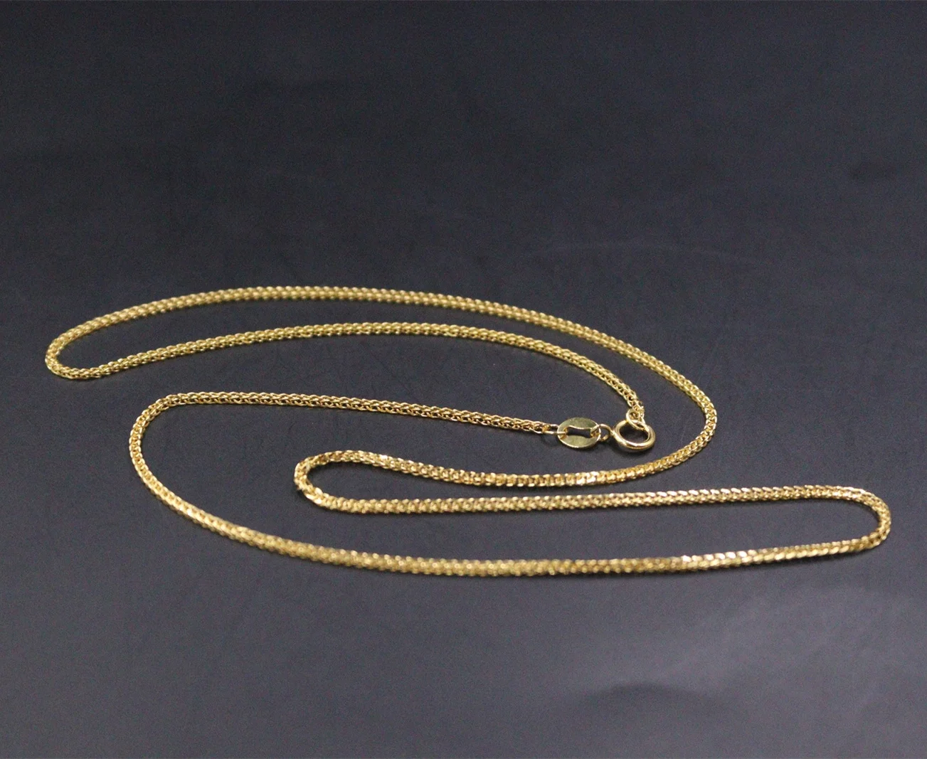 Pure Au750 18K Yellow Gold Chain Elegant Wheat Link Necklace 2.7-2.9g 18in