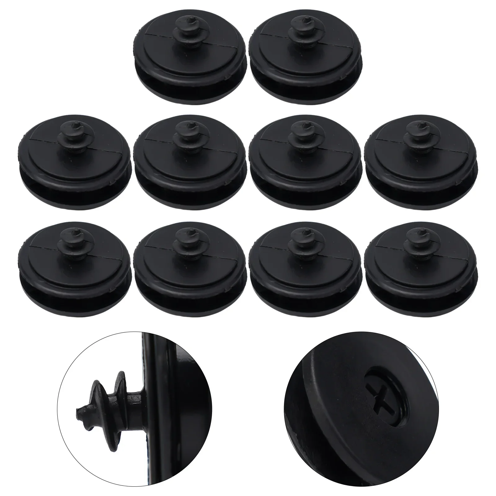 

10Sets Car Floor Mat Double-layer Rotating Clip Anti-slip Wire Ring Large Surrounding Buckle Plastic Buckle Fixed Buckle Black