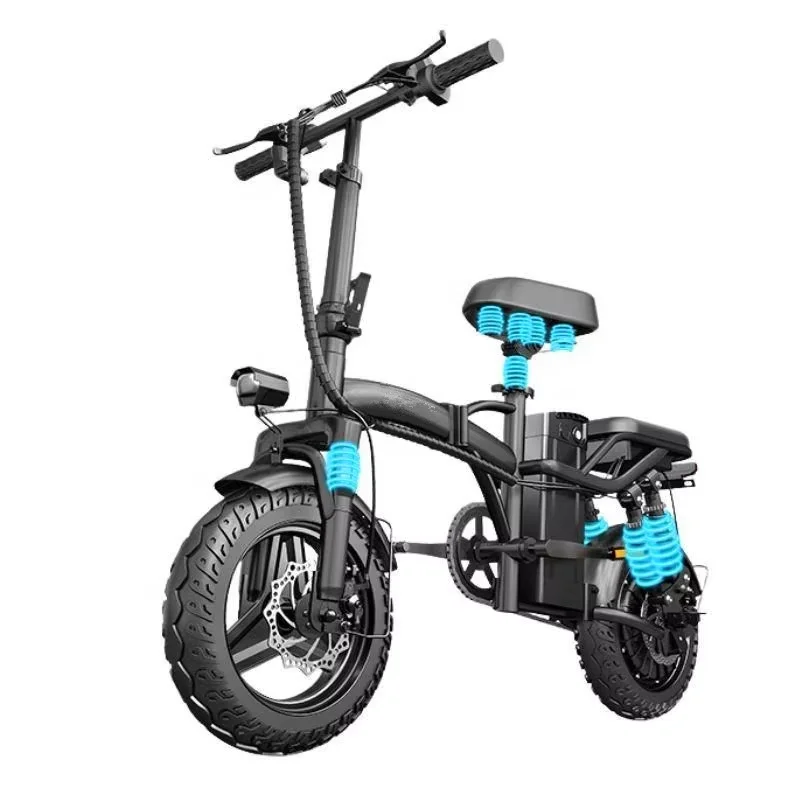 

400W Electric Bike 48V 20Ah Lithium Battery 14 Inch Folding Electric Mountain Bicycle With Down Tube Wide Tire Electric Bicycle
