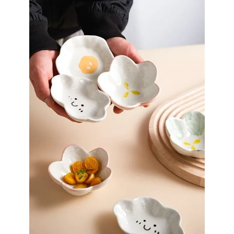 Ceramic Cute Clouds Dipping Sauce Dish Hot Pot Seasoning Dishes Salad Bowl Tableware Kitchen Soy Vinegar Snake Dessert Plate