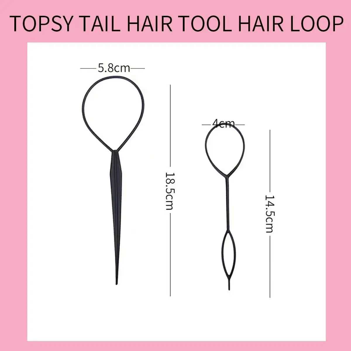 حلقة بلاستيكية سوداء مكونة من قطعتين من إكسسوارات الشعر، أداة تصفيف الشعر للنساء والفتيات #2