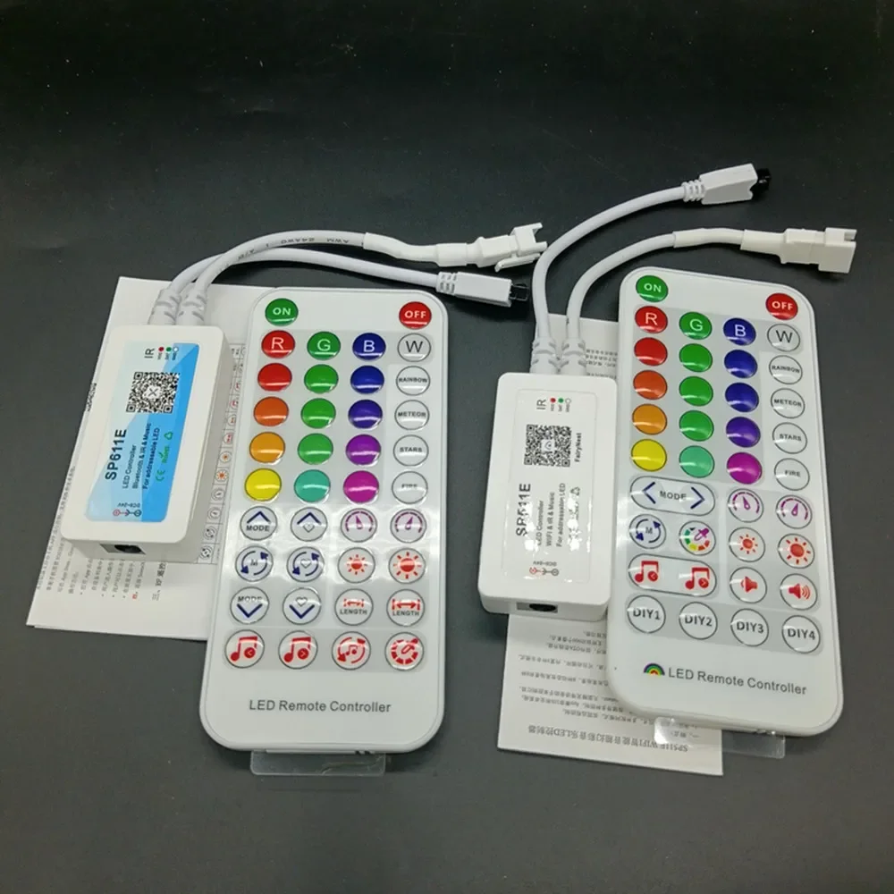 WS2812b WS2811 Addressable Pixel WiFi Music RGB LED Strip Dual Output SP511E SP611E Bluetooth Music APP IR 38Keys Controller DC5