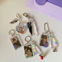 Blank Photo Frame Keychain Transparent Acrylic Mini Picture Frame Keyring Insert Photo Pendant DIY Couple Anniversary Gifts