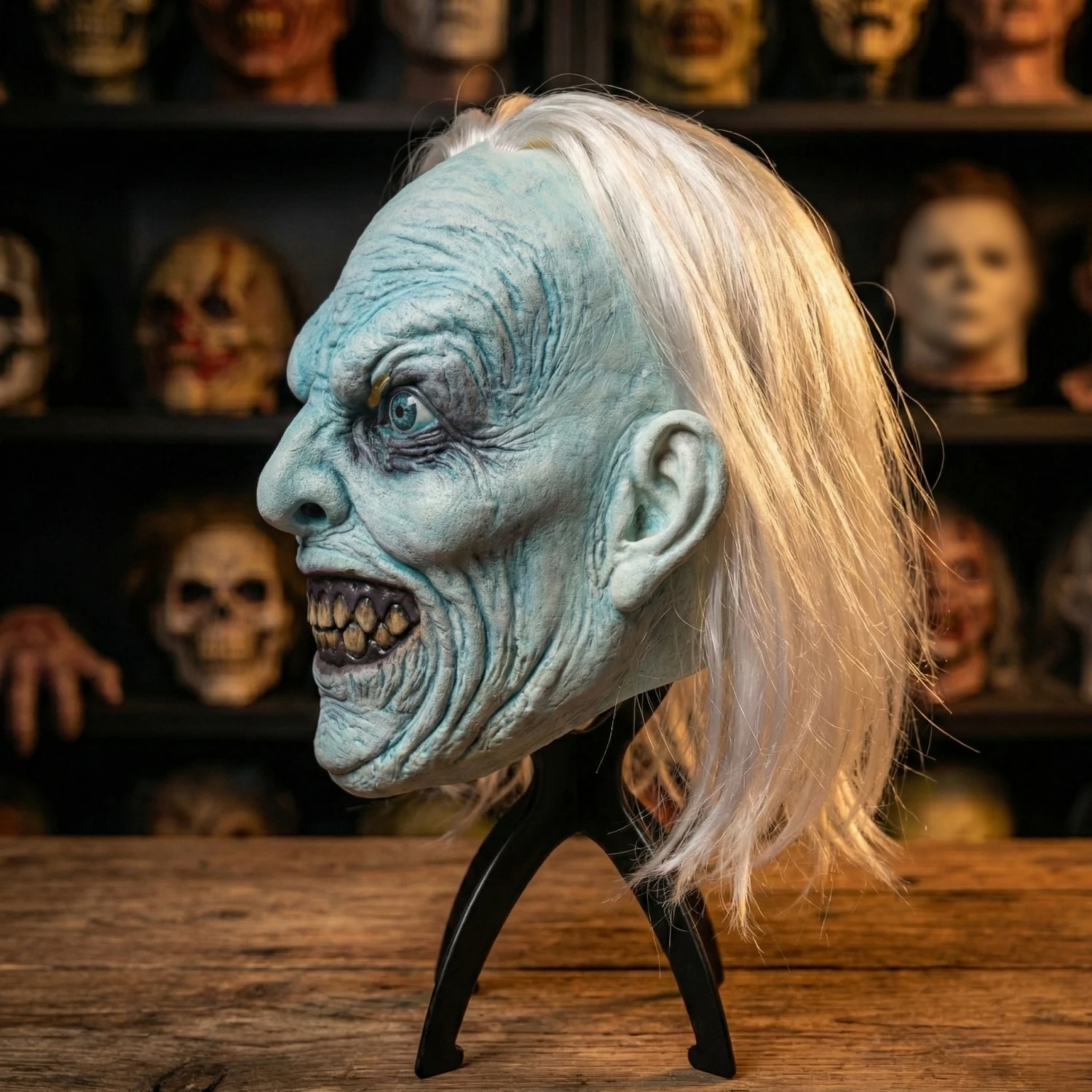Masque fantôme effrayant unisexe pour adultes, cheveux longs blancs, appareil féminin, accessoire de Costume d'halloween pour fête et Cosplay
