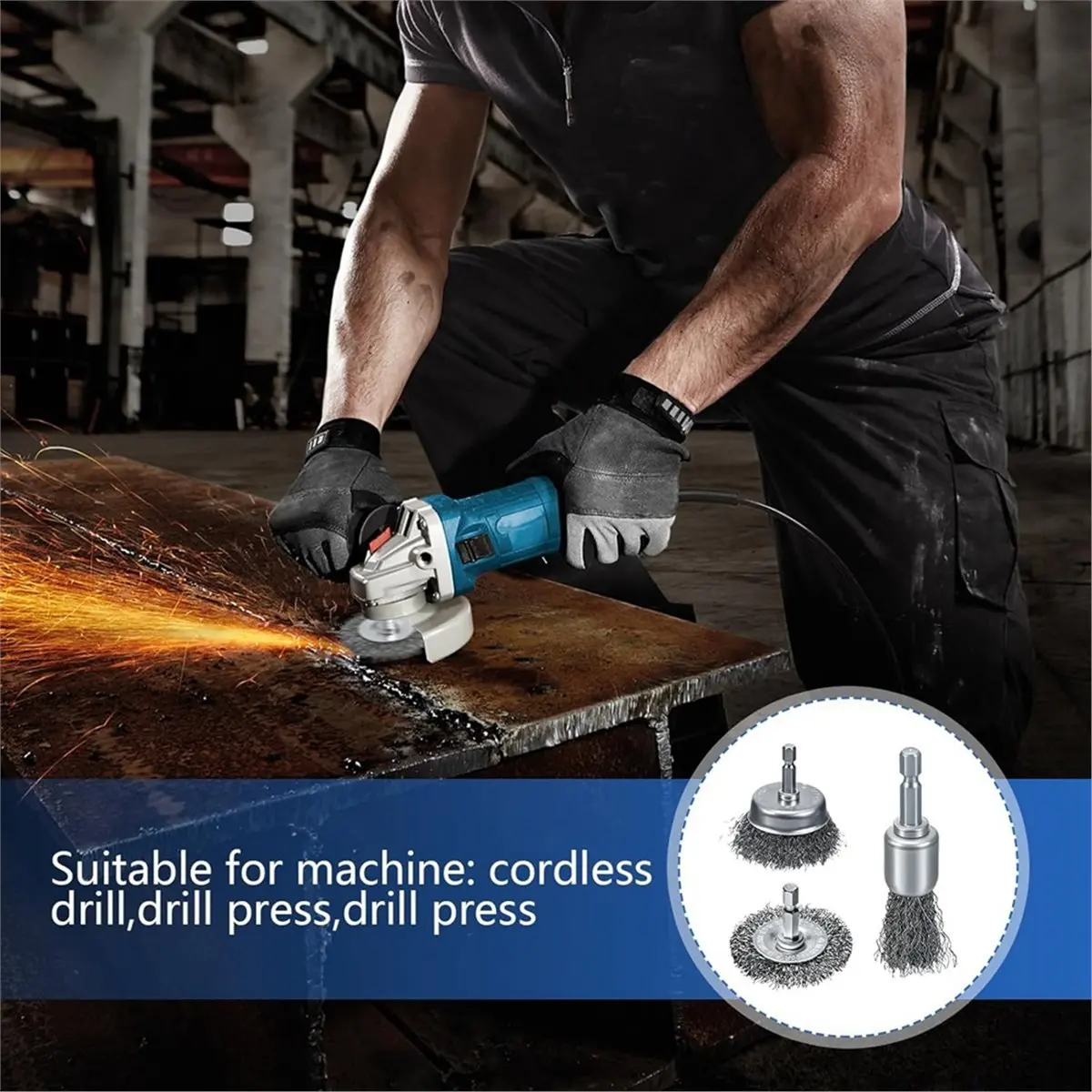 10 Pcs Drill Wire Brushes Set with Coarse Carbon Steel, 1/4 Inch Hex Shank for Effective Rust and Paint Removal