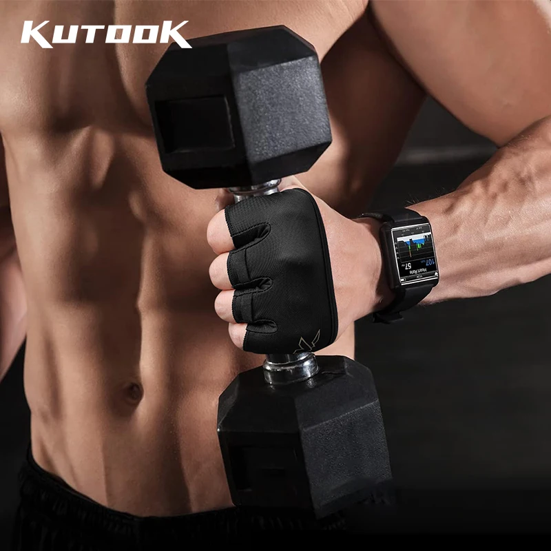 KUTOOK New Workout Gloves for Men Fingerless Gloves for Weightlifting Palm Protection Gym Weight Lifting Gloves for Trainning