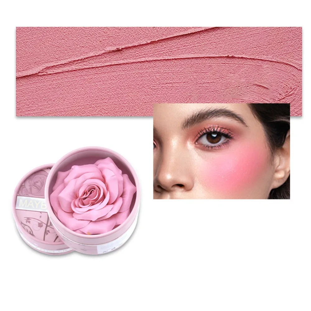 3D بتلات الورد مسحوق أحمر الخدود متعدد الألوان الطبيعية اشراق تسليط الضوء على لوحة التهيأ ماتي لون عالي الوضوح #1