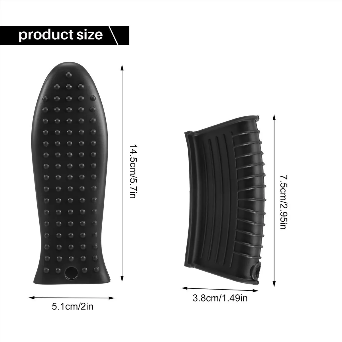ABZF 2026 Cast Iron Skillet Handle Covers Set Non-Slip Silicone Pot Holder for Kitchen for Pans Griddles Cookware Black