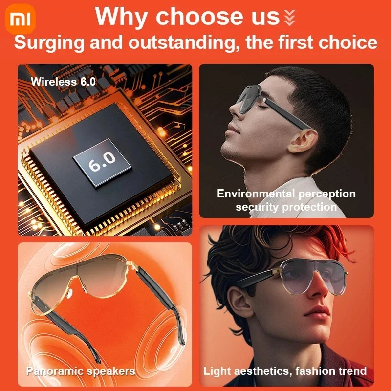 Xiaomi A17 نظارات بلوتوث لاسلكية ذكية متعددة الوظائف نظارات شمسية رياضية لتسجيل الفيديو وتشغيل الموسيقى