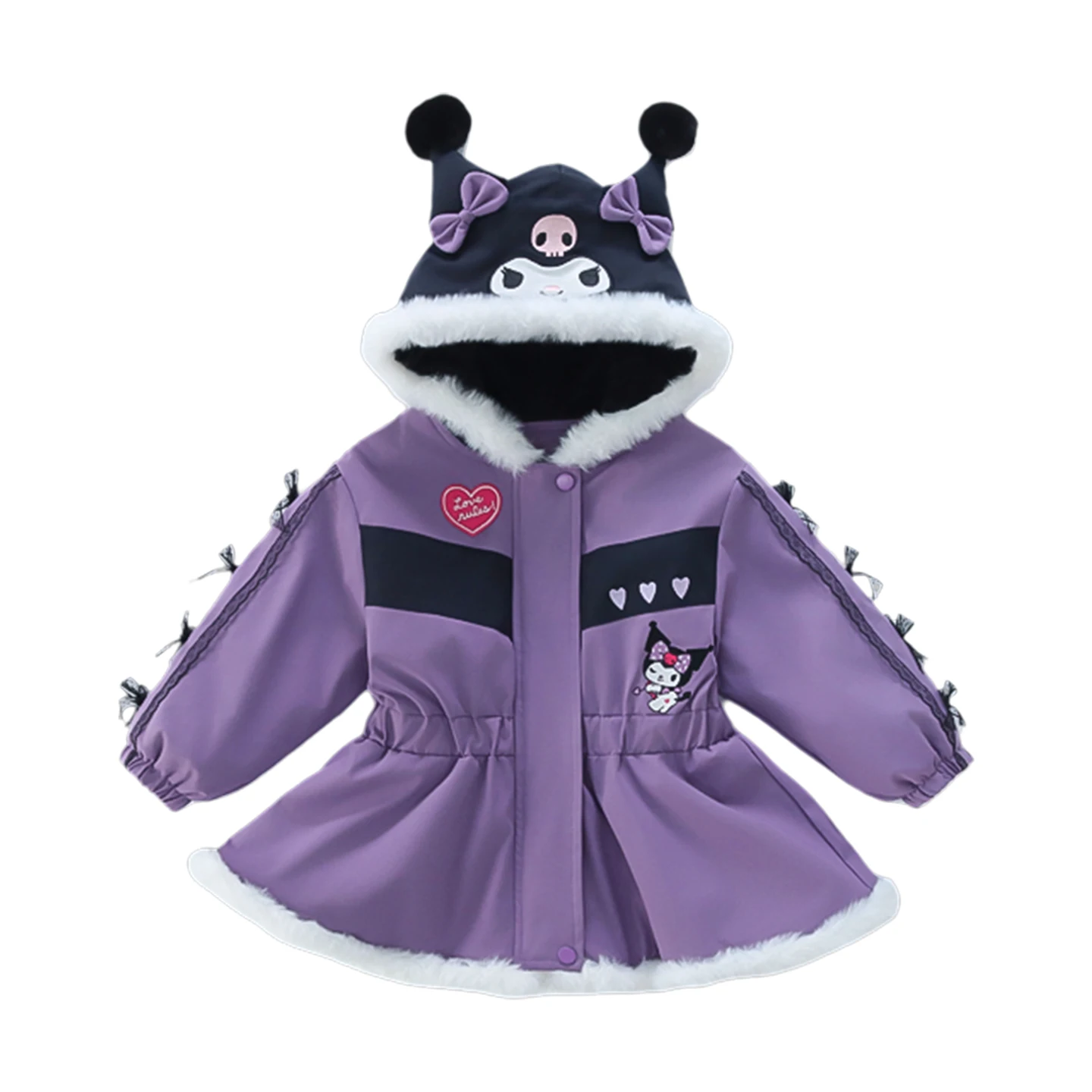 شتاء جديد الكرتون Kuromi الأطفال أفخم سترة Kawaii جودة عالية الأميرة موضة وسادة مبطنة رشاقته الدافئة ملابس خارجية سترة