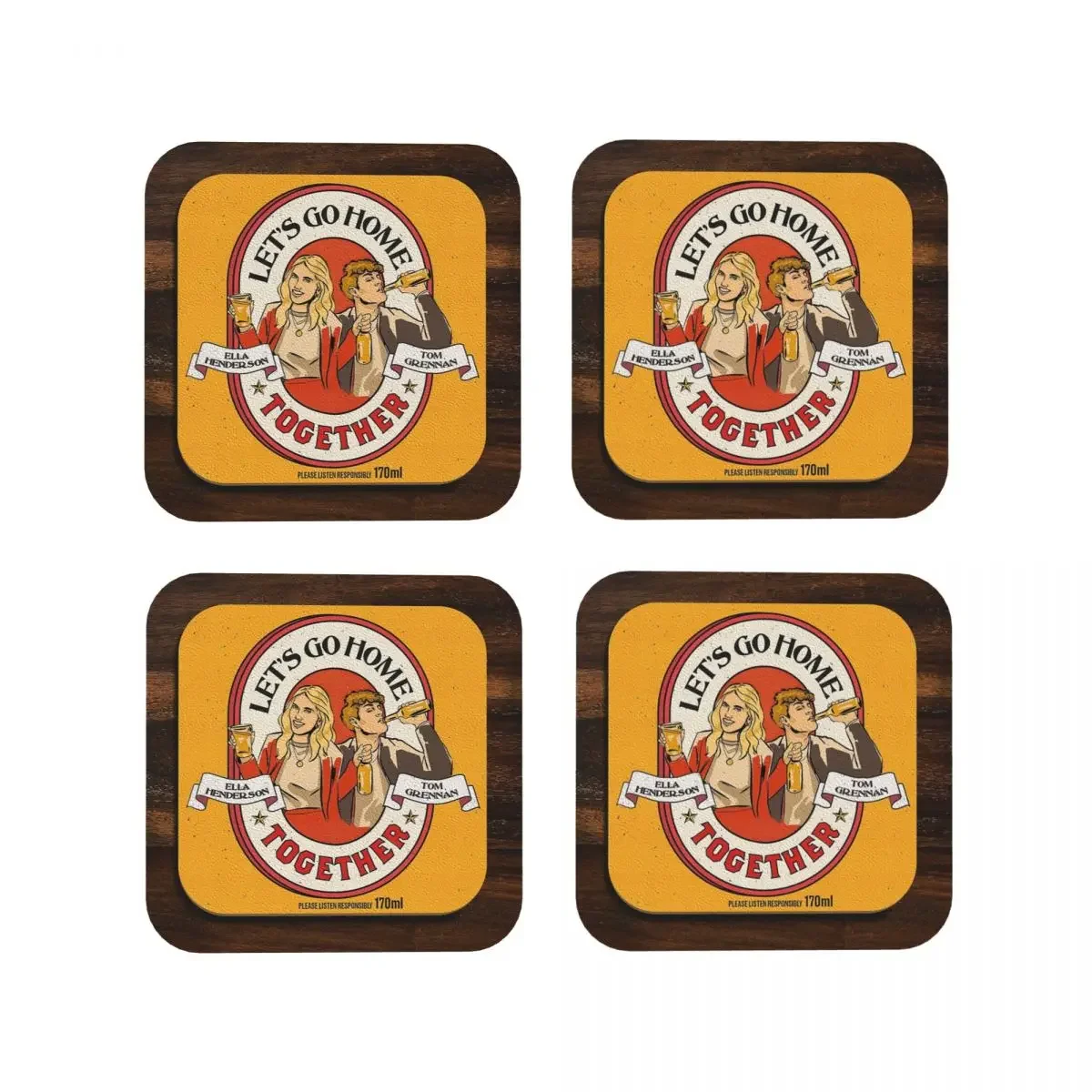 Lets Go Home Together Coasters Coffee Mats Leather Placemats Cup Tableware Decoration & Accessories Pads for Home Kitchen Dining