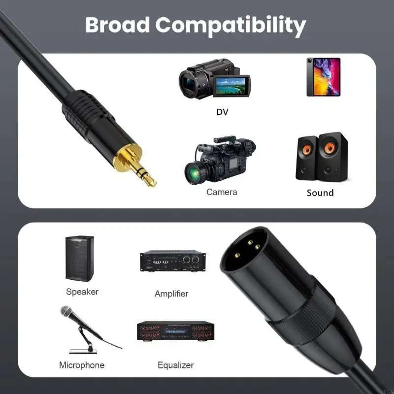 H37F 3pin to 3.5mm (1/8inch) Stereo Microphone Cable for Camcorders, Amplifiers,Cameras, Computer Recording Device