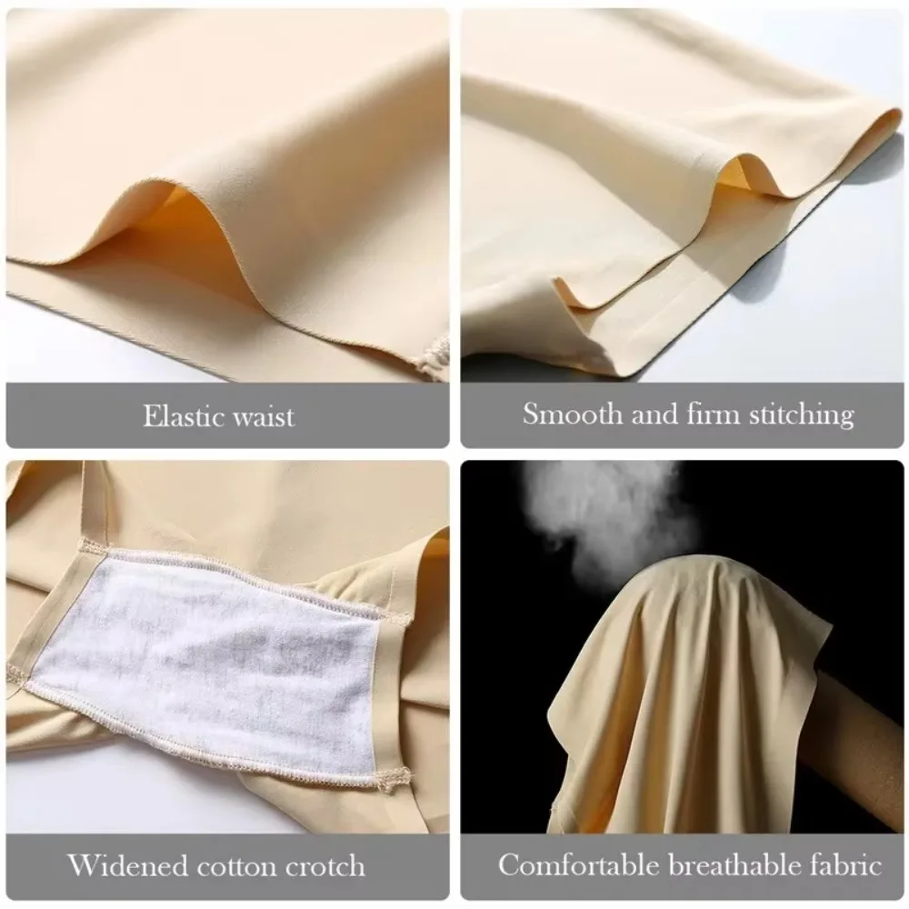Comfortable Mid Waist Seamless Underwear Breathable Soft Safety Pants Ice Silk Thin Elasticity Lingerie Panty Summer