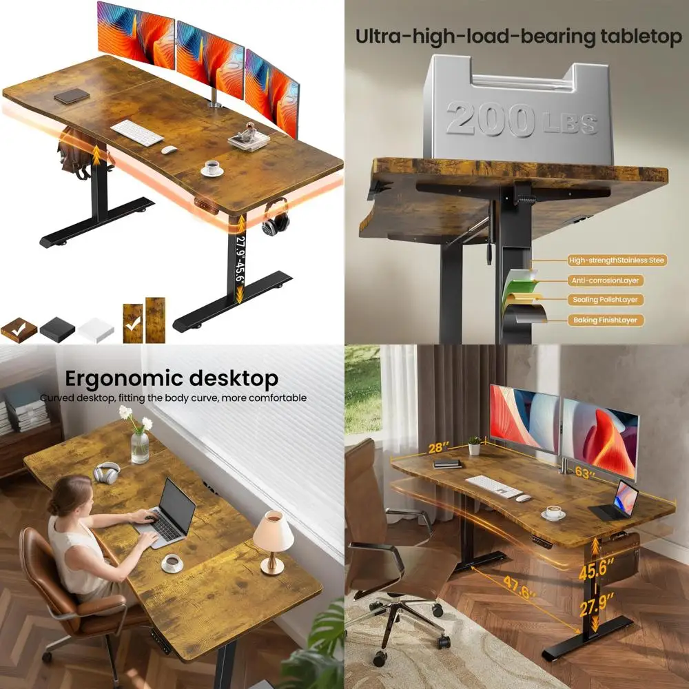 

Регулируемый электрический стол Veken 63x28 дюймов для домашнего офиса, стояния и сидения, идеально подходит для учебы, прогулок, письма