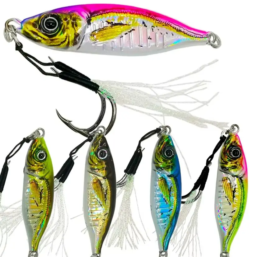 3D Metal Jig 20g-150g Bass Tuna Bait Tackle Trout Shore Drag Cast Slow Jigging Lure Jigs Saltwater Wahoo Mackerel Lures