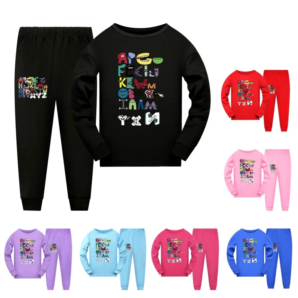 Fall Alphabet Lore Kids Pajamas Children Sleepwear Pyjamas for Boys Cotton Night Wear Toddler Clothing Sets Girl Cartoon Pijamas