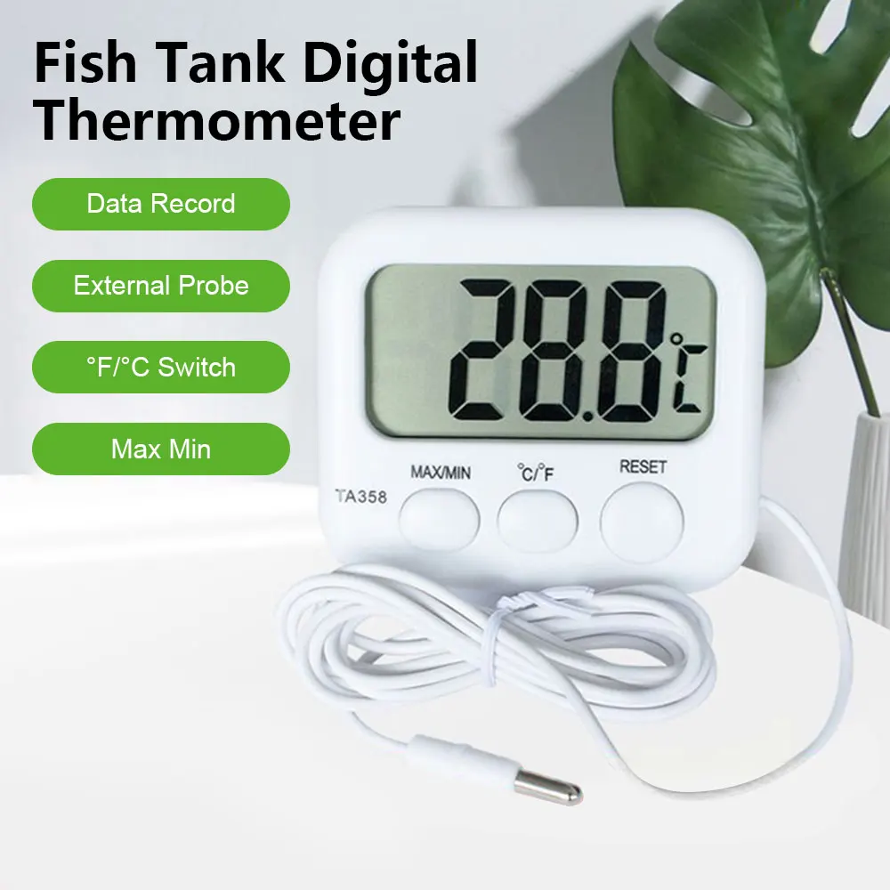 Electronic digital display with probe refrigerator, fish tank thermometer with 1.5-meter wire sensor temperature humidity meter