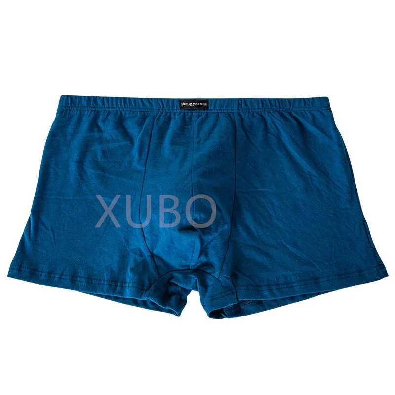 100% Pure Cotton Men's Boxer Briefs Middle-Rise Breathable Moisture-Wicking Loose Fit Plus Size Mens Underwear Trunks 4