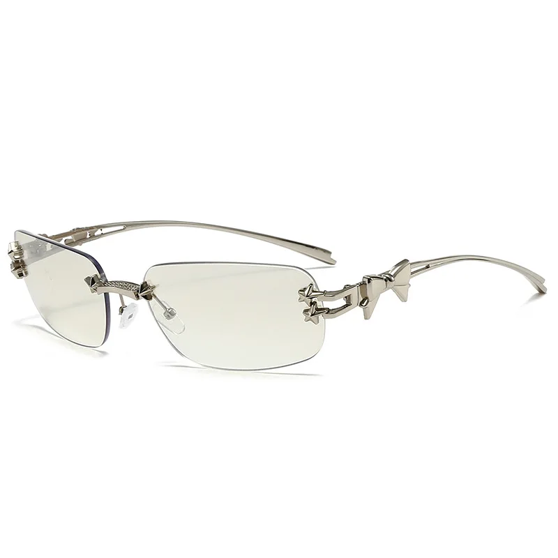 1 pz occhiali da sole da donna alla moda da uomo occhiali da sole rettangolari personalizzati senza cornice per la vita quotidiana occhiali da sole vintage UV400