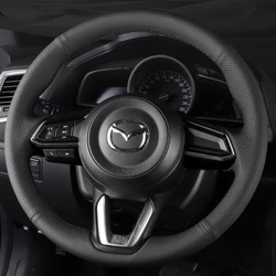 자동차 스티어링 휠 브레이드 커버 통기성 정품 가죽 100% Mazda CX-3 CX3 CX-5 CX5 2017 2018