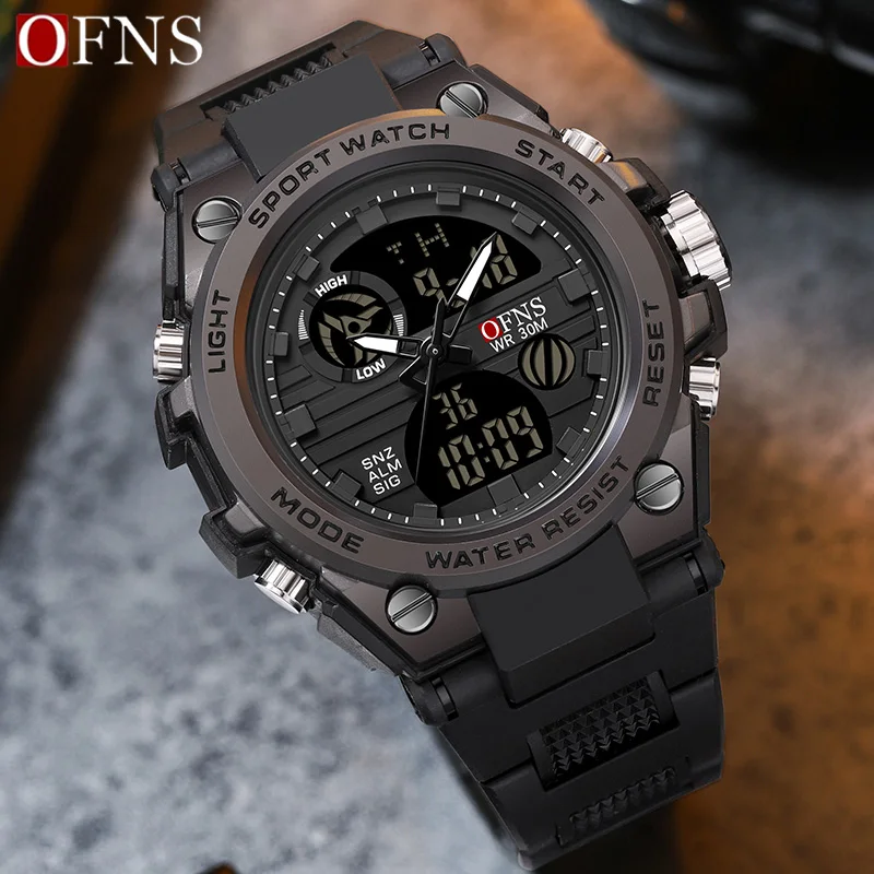 OFNS G Style Outdoor Sports Men\'s Watches Luxury LED Digital Watch 50M Waterproof Quartz Wristwatch for Male Relogios Masculino