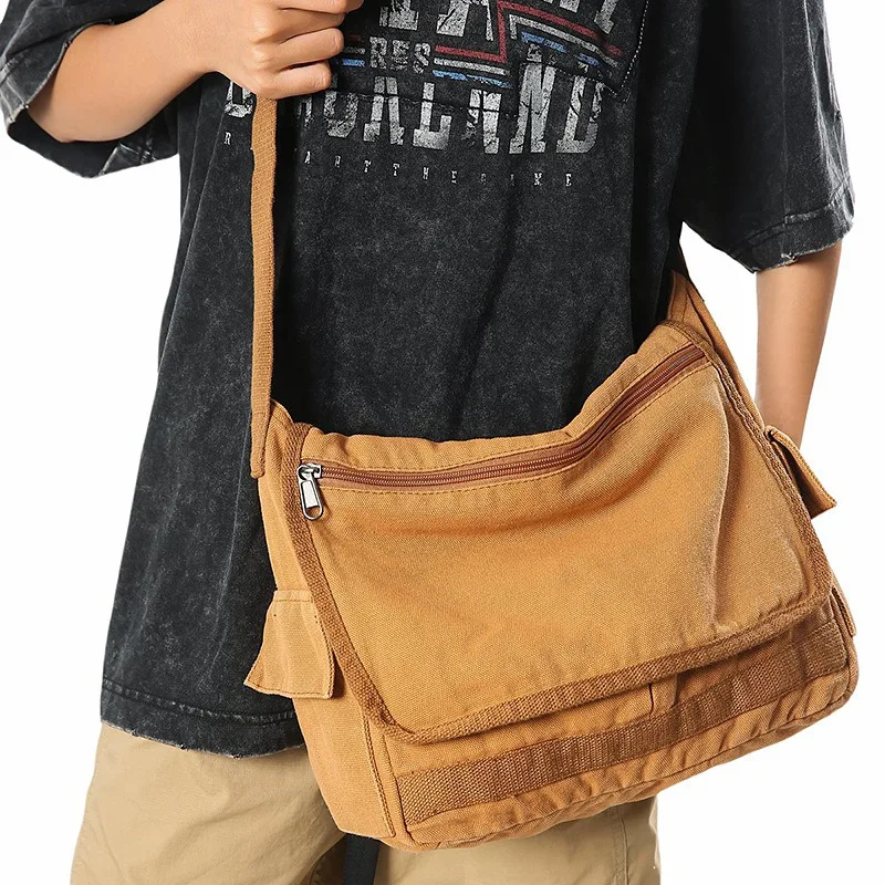 

Canvas Vintage Crossbody Bag for Unisex 2025 Student Shoulder Book Bag Large Capacity Fashion Cloth Handbags Sports Travel