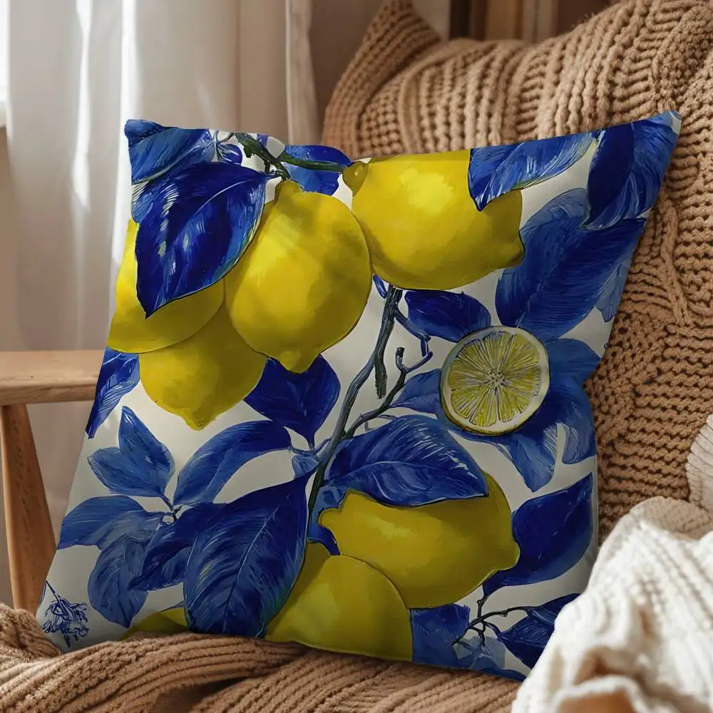 Sour and refreshing Fruit Lemon Pillow Case Pillow Case Living Room Sofa Cushion Cover Suitable For Home Bedroom Room Decoration