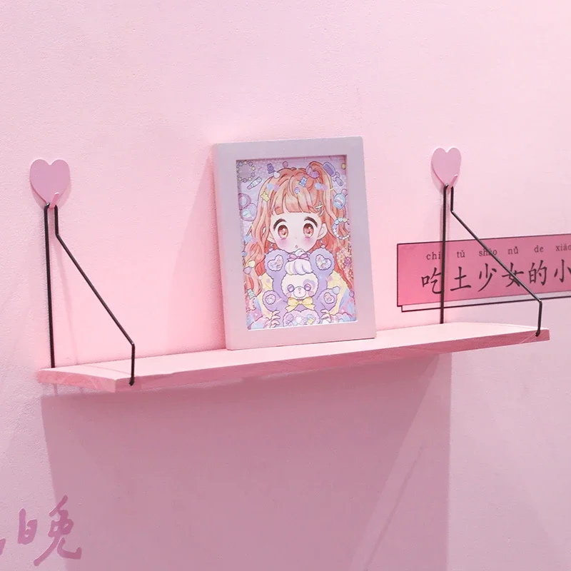 Pink Wood Storage Rack Room Decoration Storage Rack Household Items Wall Shelf  Display Stand