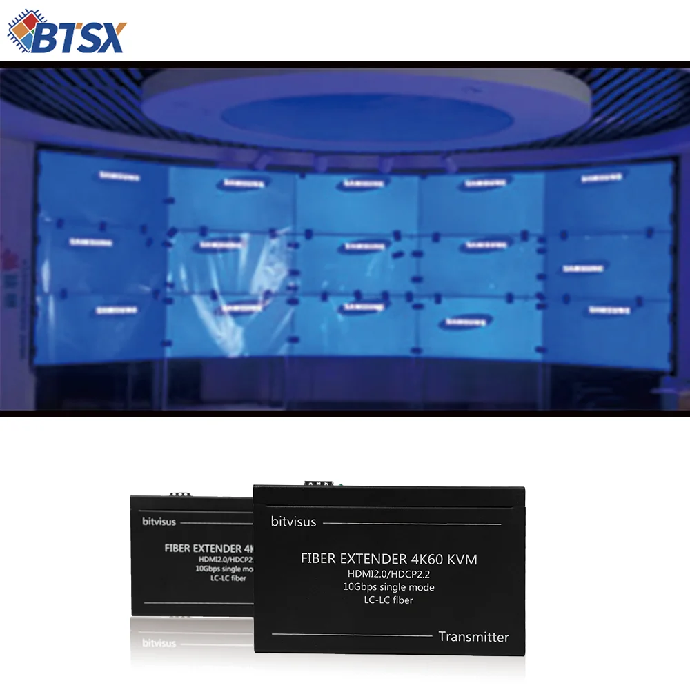 Bitvisus 4K60 Zero Latency HDMI Fiber Optic Extender 10KM Digital Signage KVM Over Fiber 3-Year Warranty