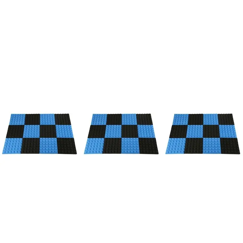 AEF6-36X Charcoal Acoustic Foam Tiles Soundproofing Foam Panels Studio Sound Padding 2 X 10 X 10 Inch(Black+Blue) view 2