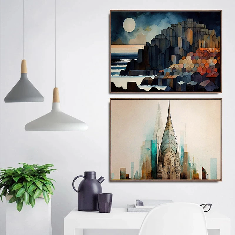 Mayan Pyramid Empire State Tian Tan Buddha Stonehenge Posters Canvas Painting Wall Art Pictures Living Room Home Decor Gift