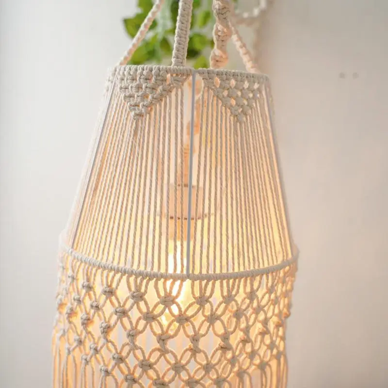 

Tassel Lamp Shade Handwoven Bohemian Macrame Cotton Rope Lampshade Living Room Bedroom Decorative Lampshade Tapestry Decor